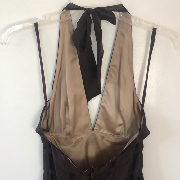 BCBGMAXAZRIA Dress Silk, Dark Brown with Sash - Picture 11 of 11